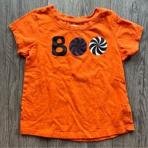 Young Hearts Girl Short Sleeve T-Shirt Boo Halloween Candy Size 6 Orange Black